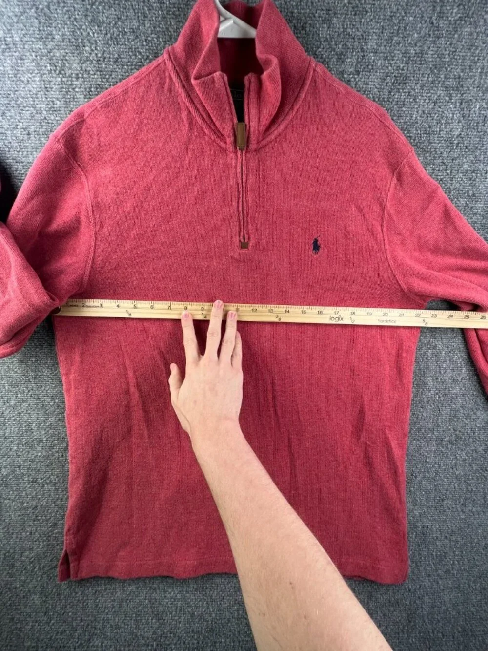 Polo Ralph Lauren 1/4 Zip Sweater Size Large Pullover Pony Logo Adult Soft Red